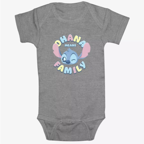 Disney Lilo & Stich Ohana Means Family Infant Bodysuit - GREY | BoxLunch