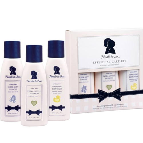 Noodle & Boo Essential Care 3 Piece Kit Super Soft Baby Lotion, Extra Gentle Shampoo and Soothing Body Wash, 2 Oz of each