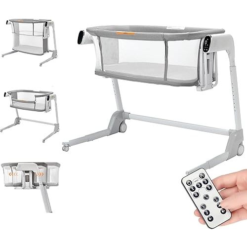 4 in 1 Rocking Bassinet for Baby Automatic Bedside Bassinet Electric Baby Cradle with Mattress