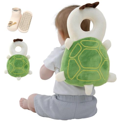 Baby Head Protector Backpack with Safety, Toddler Adjustable Head Protection for Baby Walking and Falling Crawling, 0.5-3 Years 6-36 Months, Turtle