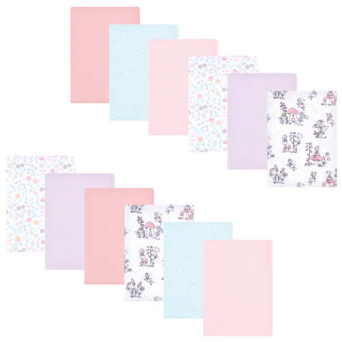 Luvable Friends Hudson Baby Flannel Burp Cloths 12pk, Garden Fairy Tale