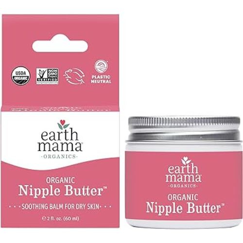 Organic Nipple Butter™ Breastfeeding Cream by Earth Mama | Lanolin-free, Postpartum Essentials Safe for Nursing, Non-GMO Project Verified, 2-Fluid Ounce