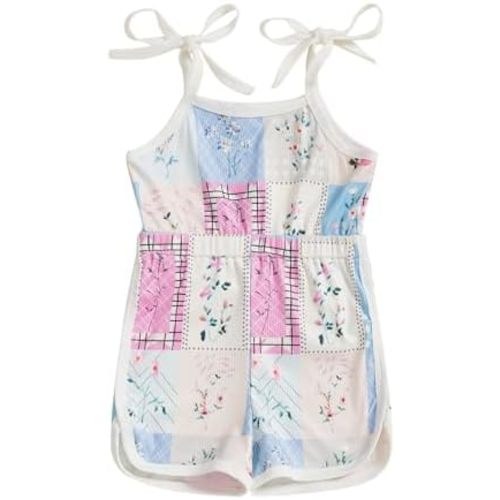 WZTYYDS Toddler Baby Girl Summer Clothes Floral Romper Tie-Up Strap Halter Jumpsuit Infant Summer Sling Playsuit 6M-3T