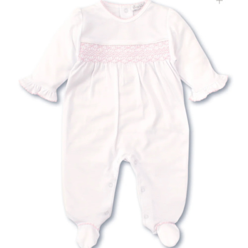 Hand Smocked CLB Charmed White/Pink Footie