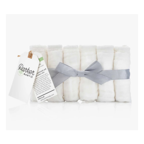 Muslin Cotton Baby Washcloths | 6 Pack - White | Parker Baby Co.