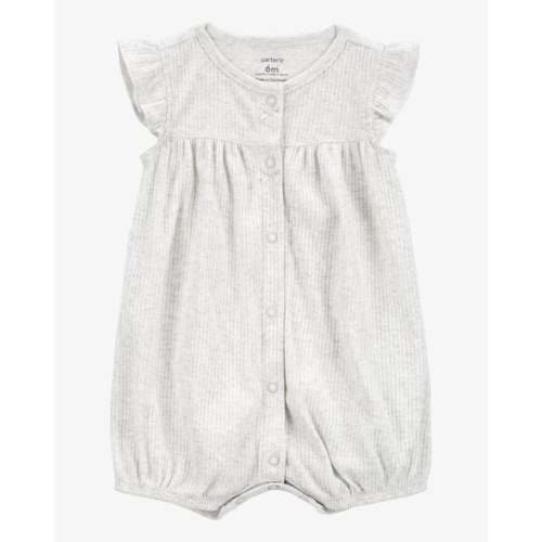 Baby Cotton Rib Short-Sleeve Romper - Grey - Carter's | Carter's