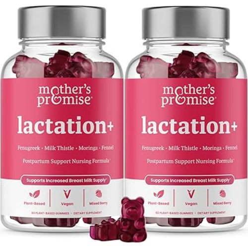 Mother's Promise Lactation Supplement Gummies for Breast Milk Production Increase | Postnatal Lactation Support for Breastfeeding, Nursing & Lactating with Fenugreek, Moringa & Milk Thistle | 2 Pack