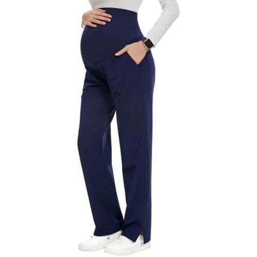 POSHGLAM Women's Maternity Scrubs Pant Workwear Casual Cargo Trousers Pregnancy Pants, S-XXL