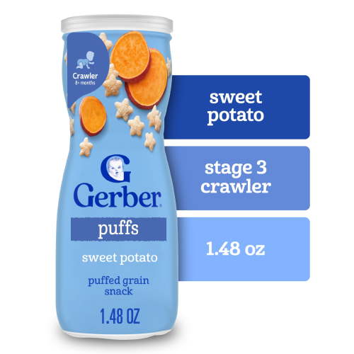 Gerber Snacks for Baby Grain & Grow Puffs, Sweet Potato, 1.48 oz Canister