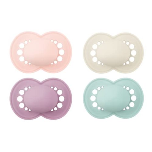 MAM Original Matte Baby Pacifier, Pink/Purple/Blue, 6-16 Months (4 Count) - Rose Pink / Shell / Fairy Dust / Pale Mint - 4 Count (Pack of 1)
