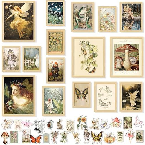 97 Decor Vintage Fairycore Decor - Fairy Art Prints Aesthetic, Cottage Core Wall Art Posters, Fairy Pictures Cottagecore Mushroom Pictures, Earthy Goblincore Decorations for Bedroom Home (8x10 Unframed)