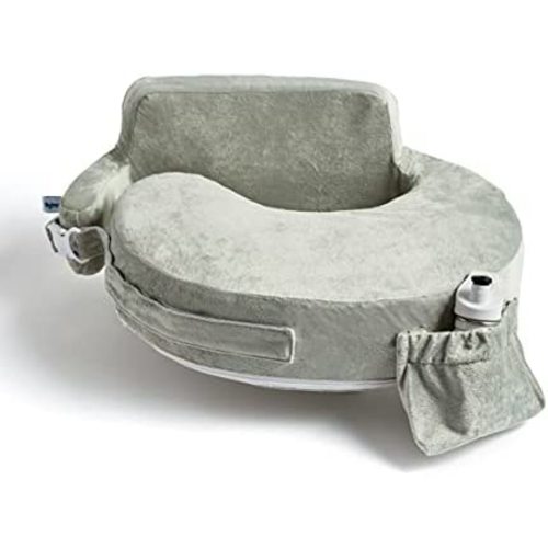 My Brest Friend Super Deluxe Nursing Pillow for Breastfeeding and Bottlefeeding with Lumbar Support, Convenient Pocket and Removable Slipcover, Platinum