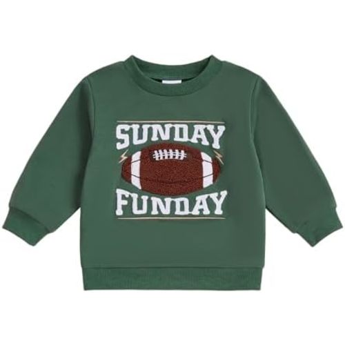 Toddler Crewneck Sweatshirt Baby Boy Girl Football Long Sleeve Crewneck Sweatshirts Pullover Shirt Tops