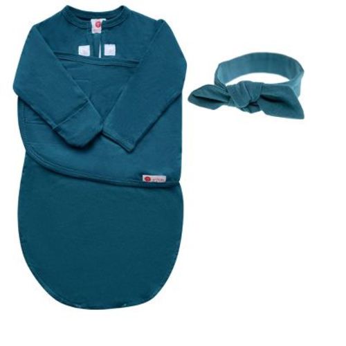 embe Newborn Long Sleeve Swaddle Sack and Bow Headband Set (0-3 months)