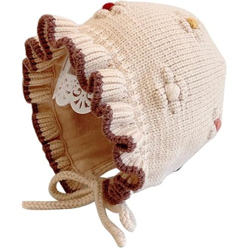 HOOLCHEAN Baby Girls Bonnet Double Layer Cotton Yarn Knitted Hat for Autumn Winter 6-24 Months