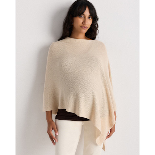 Lightweight Cotton Cashmere Nursing Shawl in Heather Oatmeal | Quince Canada