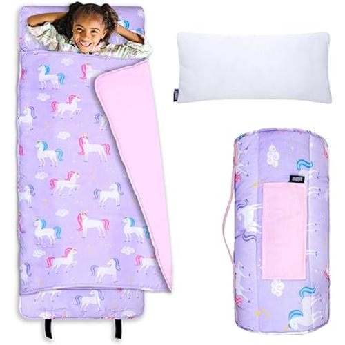 Wildkin Kids Original Nap Mat – Cozy Kids Sleep Mat with Pillow, ideal for School & Travel