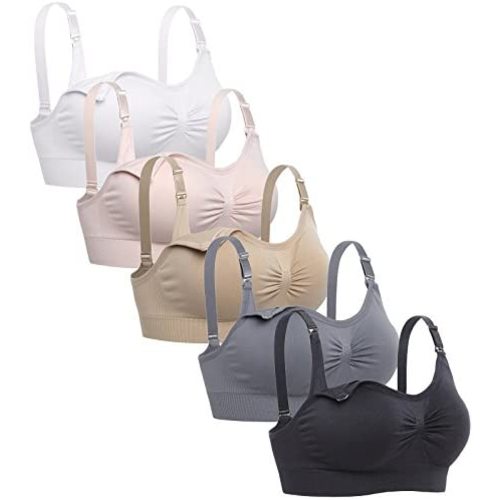Lataly Womens Sleeping Nursing Bra Wirefree Breastfeeding Maternity Bralette Pack of 5