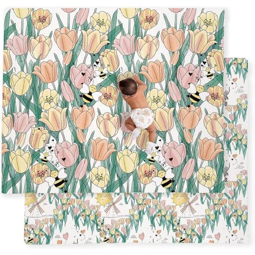 JumpOff Jo Baby Play Mat - Large Folding Foam Play Mat for Infants, Babies, Toddlers, Waterproof, Double-Sided (70" x 59")