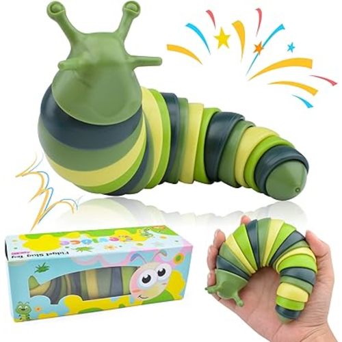Cevioce Sensory Slug Fidget Toys,Fidget Slug Toys for Adults & Kids Party Favors,1 PC Cute Autism Sensory Toys for Autistic Children,Toddler Easter Basket Stuffers,Travel Toys for 1+ Year Old (Green)