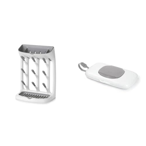 OXO Plastic Drying Rack and On-The-Go Wipes Dispenser, Gray, 1 Count Bundle