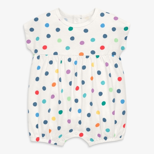 Baby bubble shortie in rainbow confetti dots | Primary.com