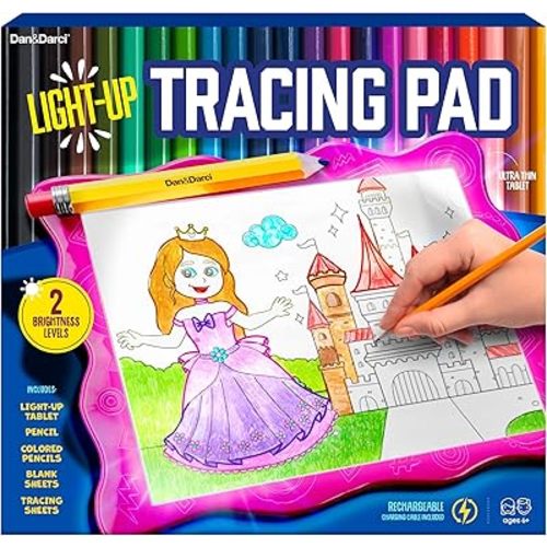 Dan&Darci Light Up Tracing Pad for Kids - Arts & Crafts Writing Drawing Tracer Board, Craft Kit for Girls & Boys Ages 6-12 - Birthday Toys Gifts Ideas for Girl or Boy 6+ Year Old Gift Toy - 6 7 8 9 10