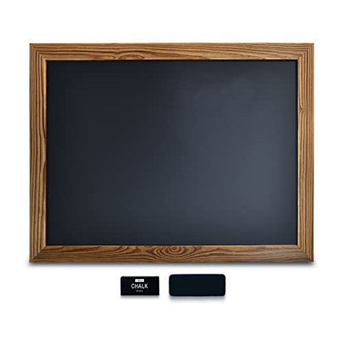 Better Office Products Magnetic Wall Chalkboard, Large Size 18" x 24", Rustic Wood Frame, Chalkboard Sign, Vertical or Horizontal Wall Mount, Includes Chalk and Eraser,(Rustic Brown)