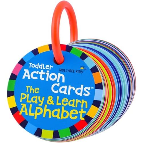 MOLLYBEE Kids Toddler Action Cards The Play and Learn Alphabet - A Learning Letters Toddler Activity Game, Ages 2+,