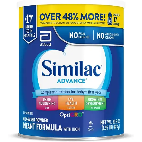 Similac Advance Infant Formula with Iron, Baby Formula Powder, 30.8-oz Value Can