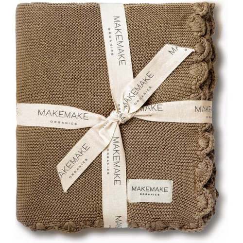 Organic Cotton Scalloped Baby Blanket, Brown - Makemake Organics | Maisonette