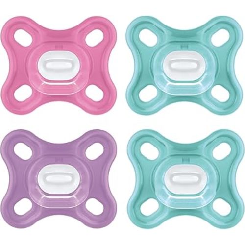 MAM Comfort Baby Pacifier, 100% Lightweight Silicone Pink/Purple/Blue (4 Count)