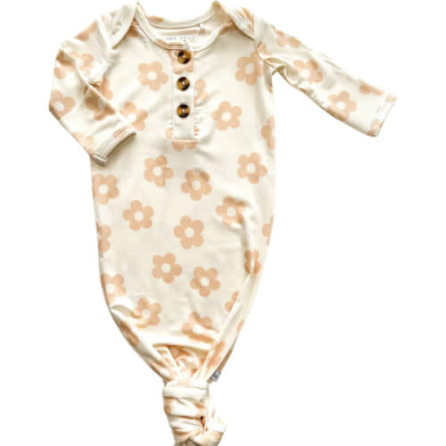 Knotted Baby Gown -  Blush Daisy