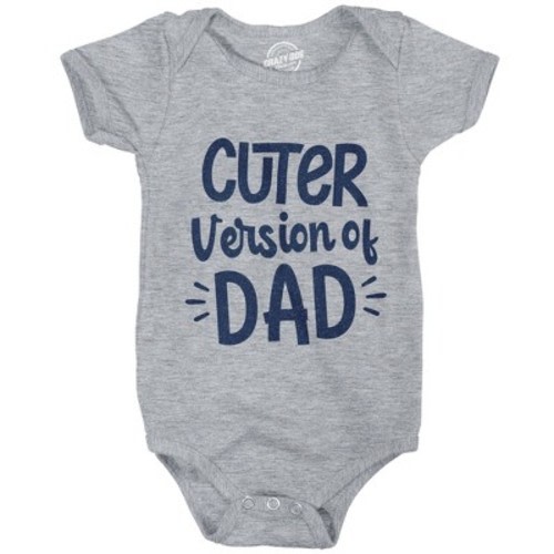 Cuter Version Of Dad Baby Bodysuit Funny Son Family Boy Graphic Novelty Jumper - Crazy Dog Baby Bodysuit Light Grey 6 Months