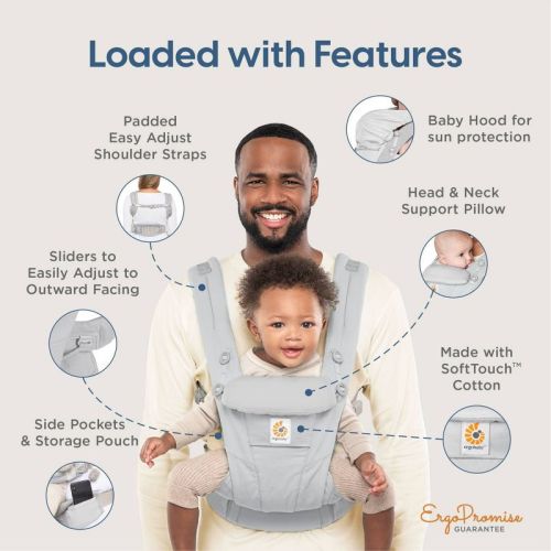 Ergobaby Omni Dream All Carry Positions Soft Touch Cotton Baby Carrier For Newborn To Toddler - Soft Olive