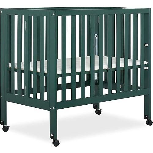 Jett Non-Full Size Folding Convertible Crib, Lightweight Portable Crib, Three Adjustable Mattress Height Settings, Easy to Fold Travel Crib, 1.5” Mattress Pad Included