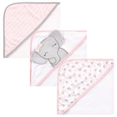 Hudson Baby Infant Girl Cotton Rich Hooded Towels, Cute Elephant, One Size