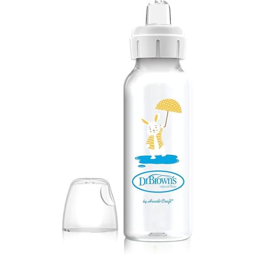 Dr. Brown's Milestones Narrow Sippy Bottle, 100% Silicone Soft Sippy Spout, 8oz/250mL, 6m+, Lion