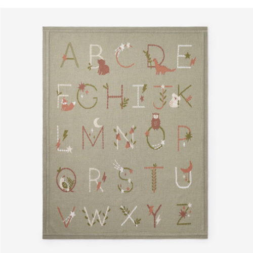 Sage Alphabet Basics Knit Baby Blanket