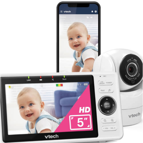 VTech Upgraded Smart WiFi Baby Monitor VM901, 5-inch 720p Display, 1080p Camera, HD NightVision, Fully Remote Pan Tilt Zoom, 2-Way Talk, Free Smart Phone App, Works with iOS, Android