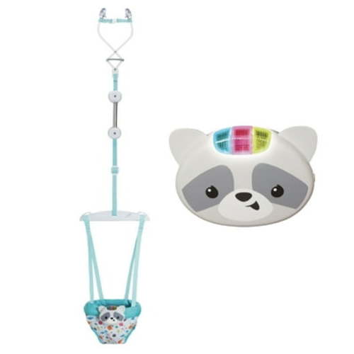 Infantino 2-in-1 Music & Lights Doorway Jumper, Raccoon Motion-Activated Toy, Unisex 4M+, Multicolor