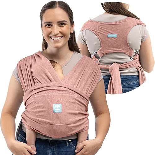 CuddleCarry™ Pre-Wrapped Baby Ring Sling by CuddleBug - Adjustable, Lightweight Baby Carrier Wrap - Ergonomic Front Carry for Newborn to Toddler (0-36m, 8-35 lbs) - Pink