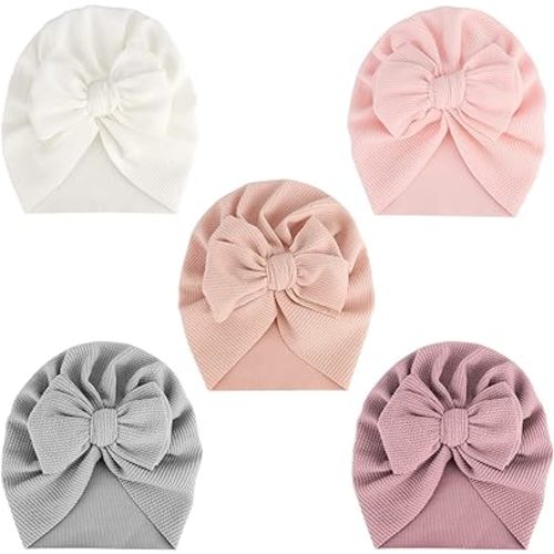 DRESHOW BQUBO Turban Hat for Baby Infant Cap Hats with Bow Knot Soft Cute Nursery Beanie