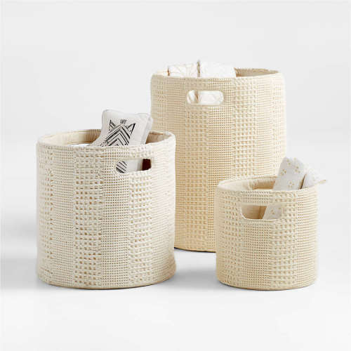 Nella Cream Cotton Waffle Weave Kids Storage Collection