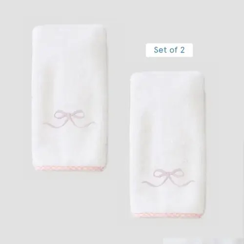 Burp Cloths (pair): Pink BOW Set of 2