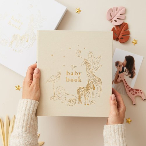 My Baby Book, Baby Memory Book - Safari - keepsake memory book, folder, record book, journal for newborn, gift for new parents, mum-to-be