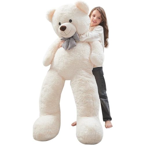 MorisMos Bow Tie Giant Teddy Bear, 55inch Large Big Teddy Bear Plush, Lifesize Stuffed Animals for Girlfriend, Boyfriend, White