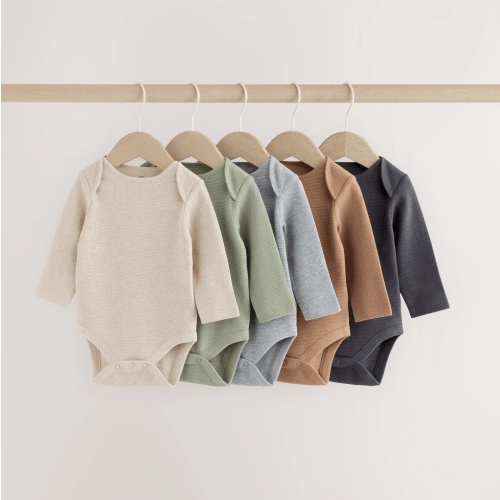Buy Neutral Long Sleeve Bodysuits 5 Pack from Next USA