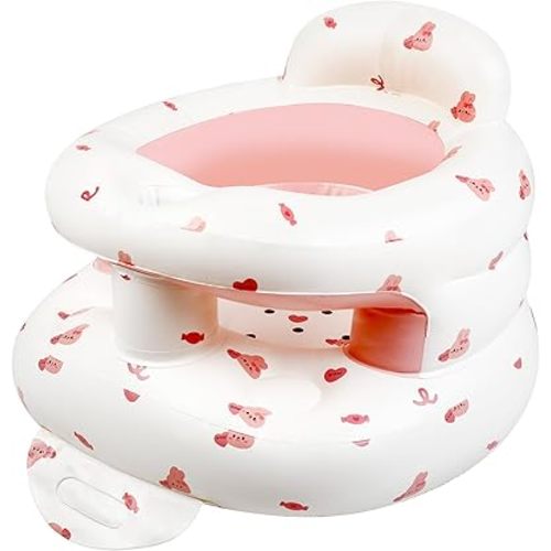 Upgraded Inflatable Baby Seat with Guardrail, Waterproof Sit Me Up Floor Seat for Baby, Portable Built-in Air Pump Infant Sitting Support Chair for Babies 3 Months Up for Home and Travel