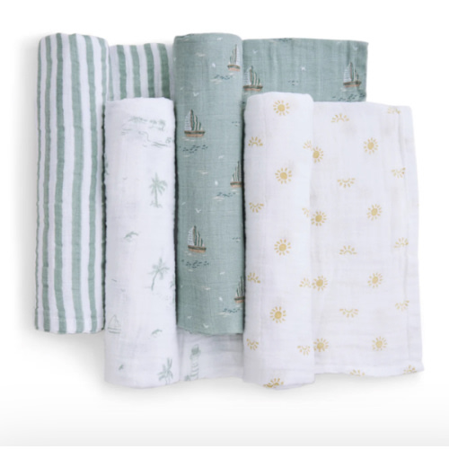 aden + anais Organic Cotton Muslin Swaddles in Sailing Seas 4 Pack